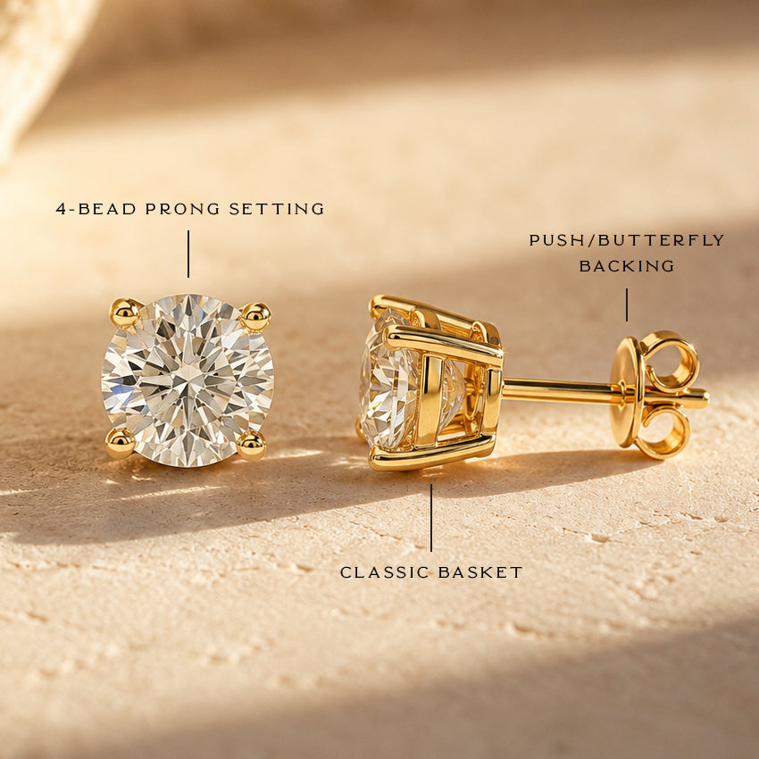 Celestia Moissanite Round-Cut Stud Earrings