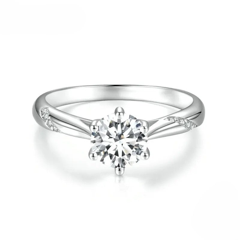 Round Cut Six-Prong Moissanite Ring