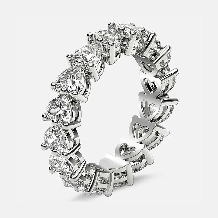 Heart-shape Moissanite Eternity Ring