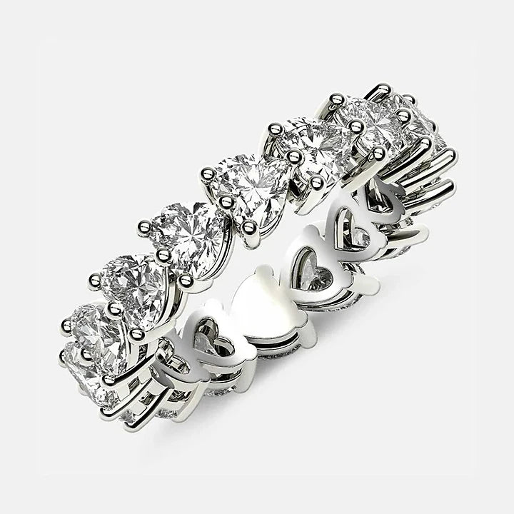 Heart-shape Moissanite Eternity Ring