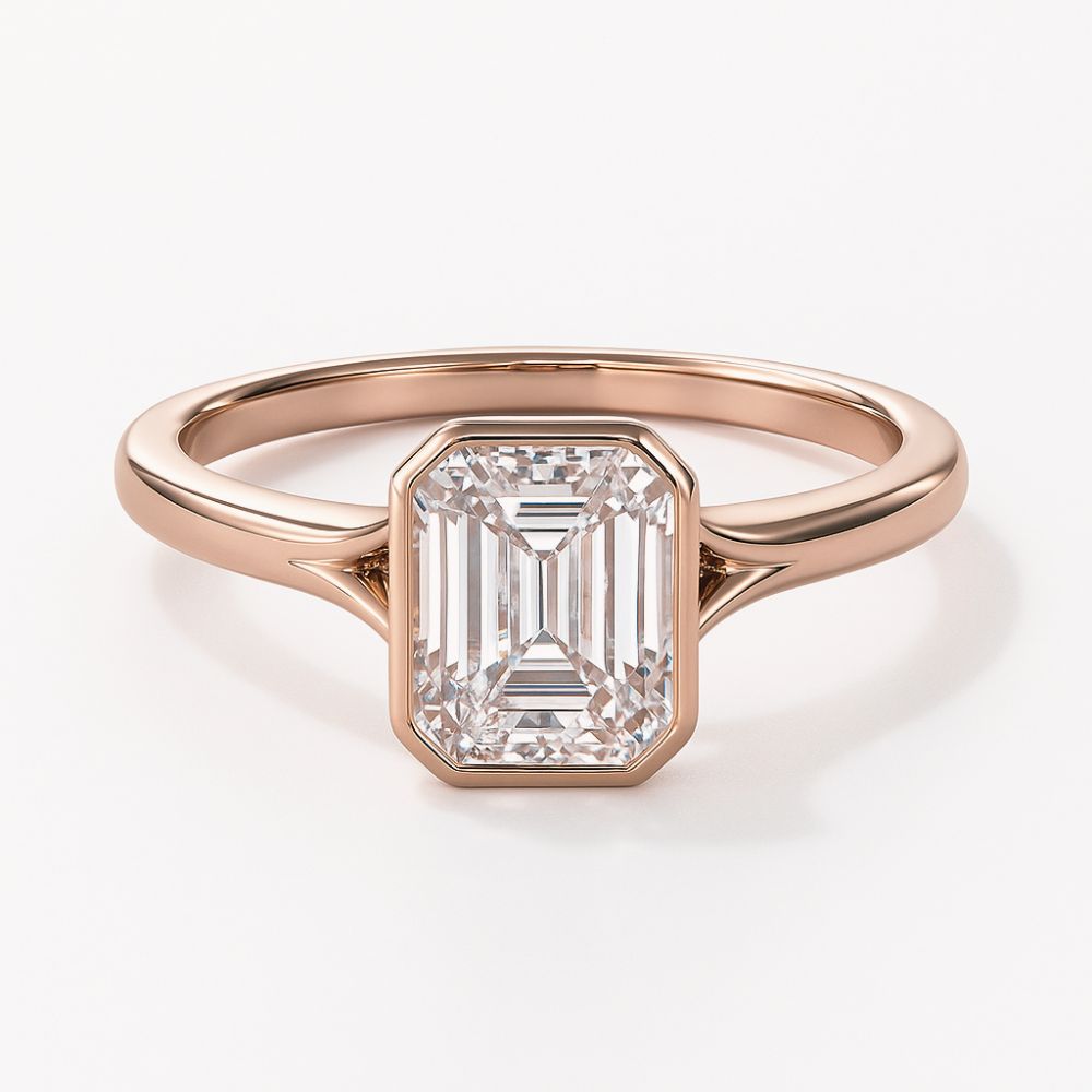 Vivianna Bezel Emerald-Cut Moissanite Ring