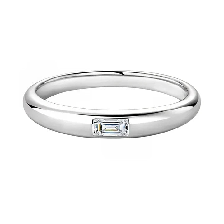 Inlaid Emerald Cut Moissanite Ring