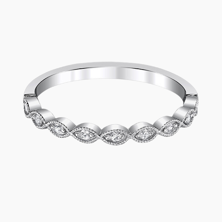 Eye-shape Moissanite eternity band ring