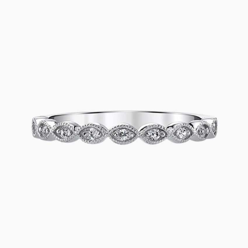 Eye-shape Moissanite eternity band ring