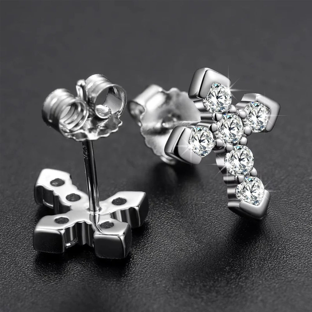 Abigail Cross Pointed Moissanite Stud Earrings