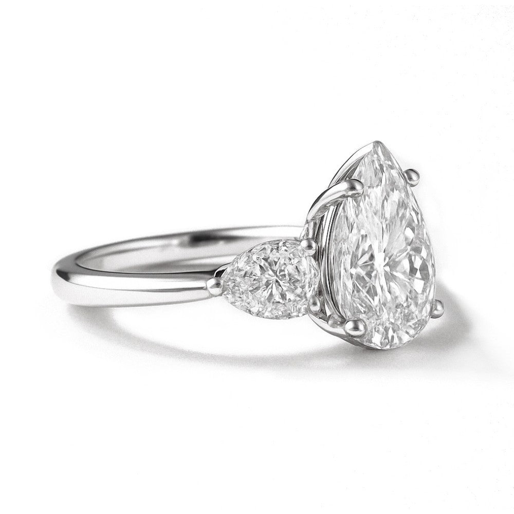 Elysian Pear-Cut Accent Teardrop Moissanite Ring