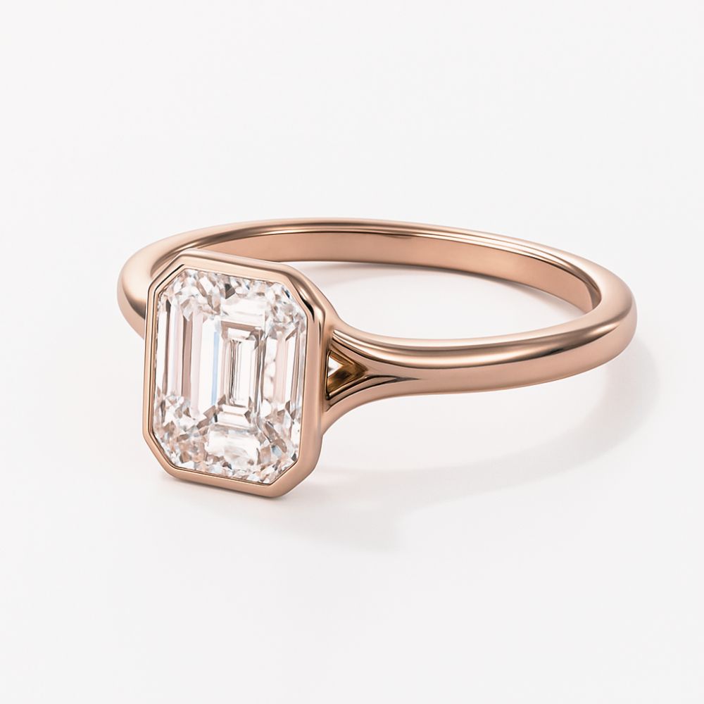 Vivianna Bezel Emerald-Cut Moissanite Ring