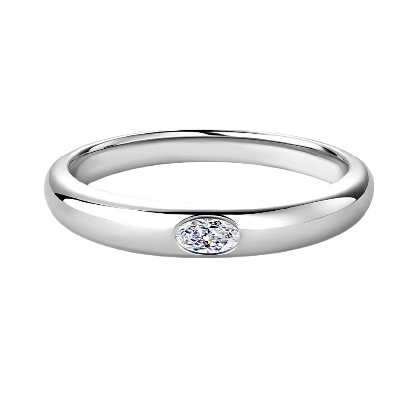 Inlaid Oval Cut Moissanite Ring