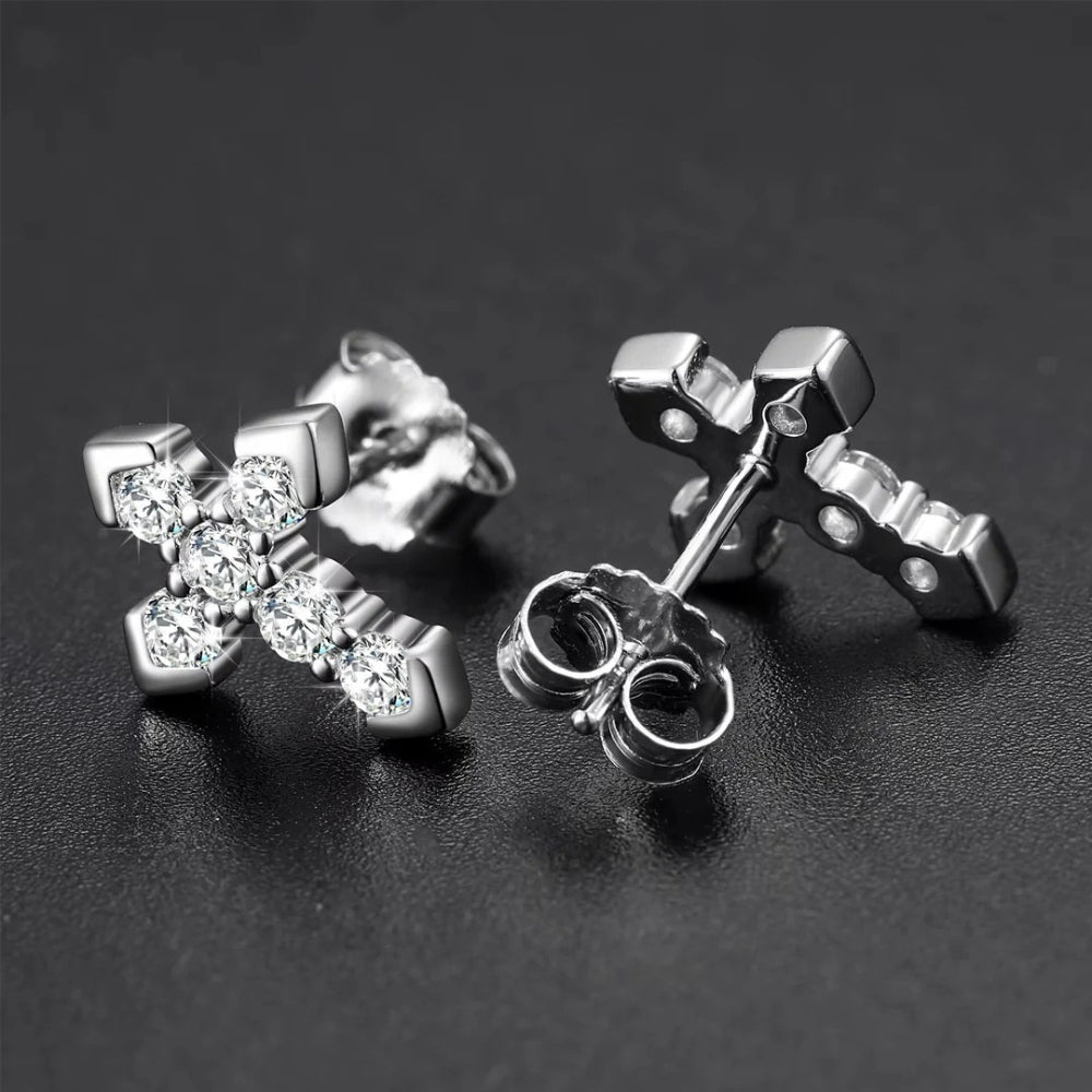Abigail Cross Pointed Moissanite Stud Earrings