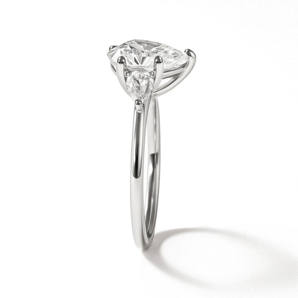 Elysian Pear-Cut Accent Teardrop Moissanite Ring