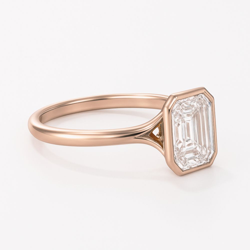 Vivianna Bezel Emerald-Cut Moissanite Ring