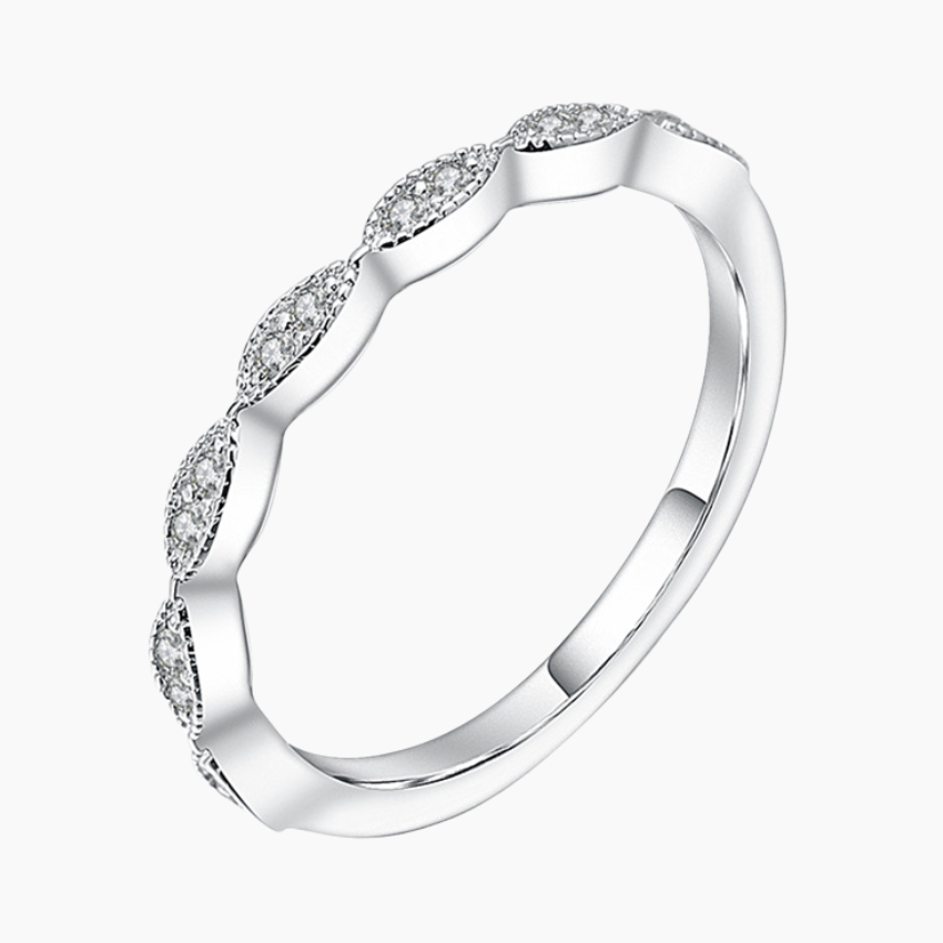 Solara Eye-Shape Moissanite Eternity Band Ring