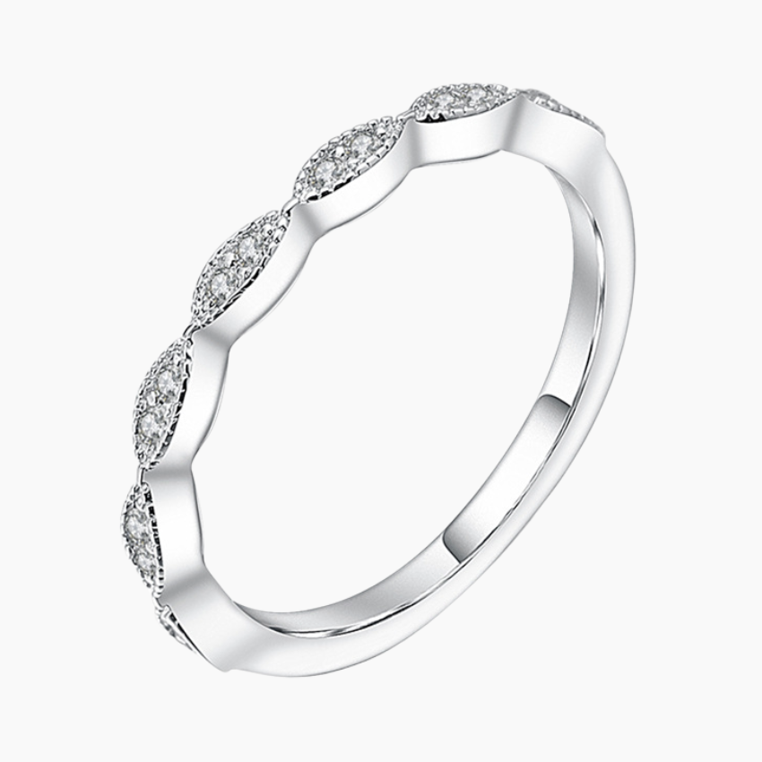 Eye-shape Moissanite eternity band ring