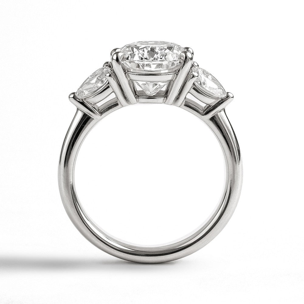 Elysian Pear-Cut Accent Teardrop Moissanite Ring