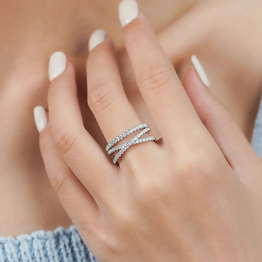 X-shape Moissanite Ring