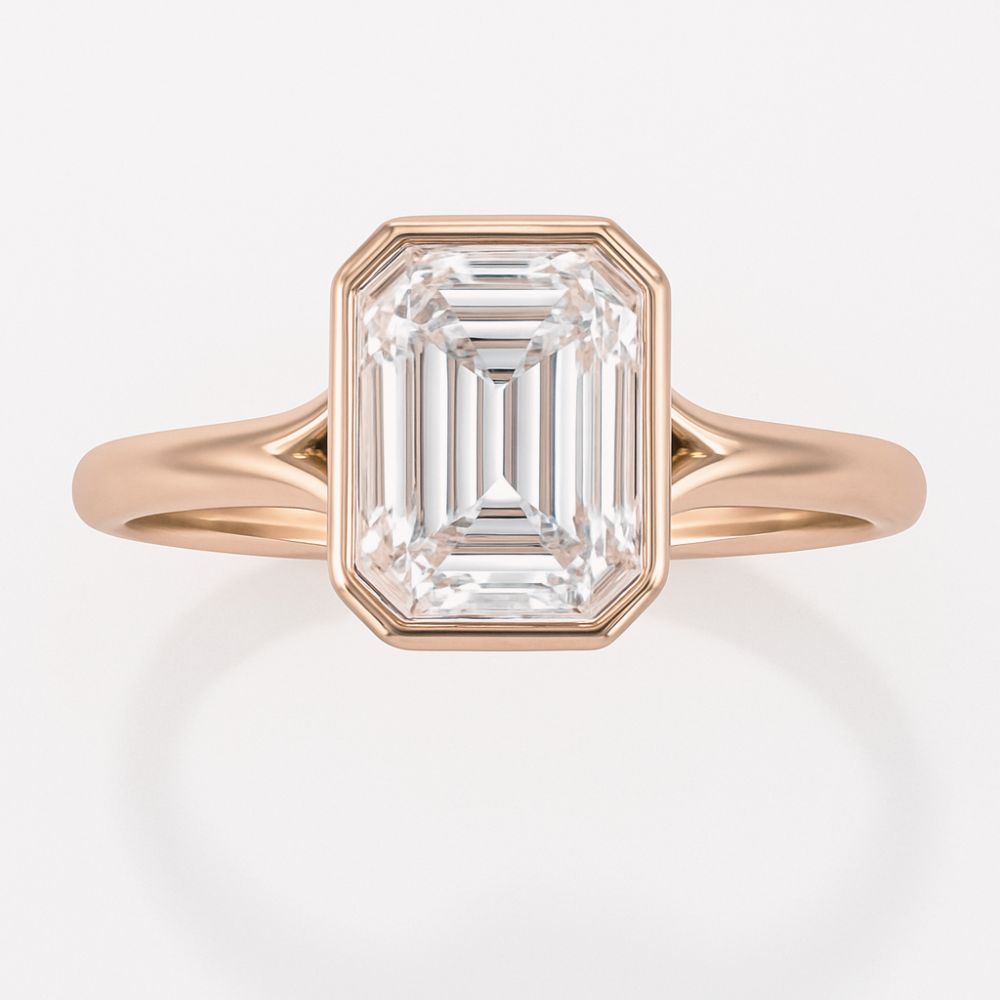 Vivianna Bezel Emerald-Cut Moissanite Ring