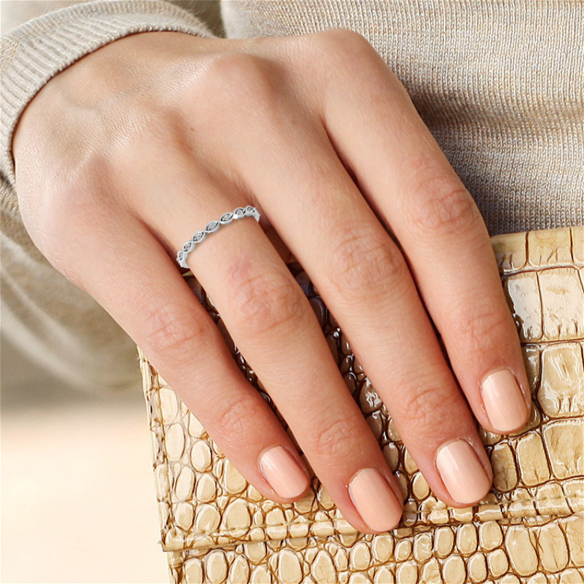 Solara Eye-Shape Moissanite Eternity Band Ring