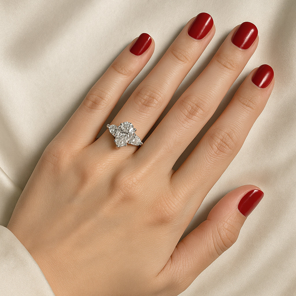 Elysian Pear-Cut Accent Teardrop Moissanite Ring