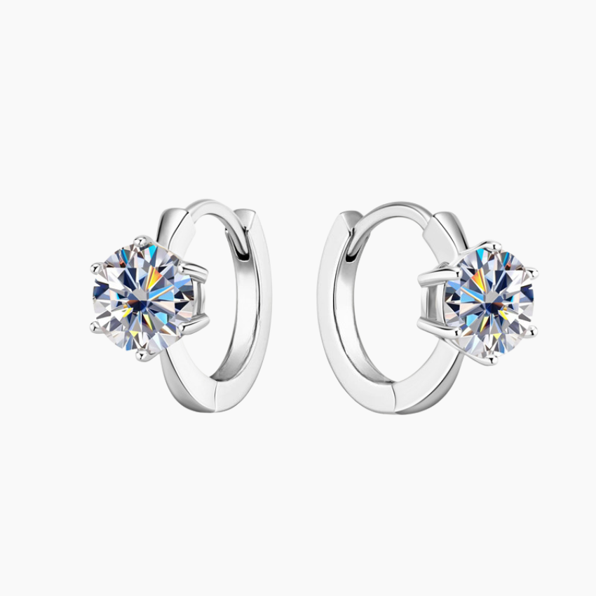 Alana Solitaire Moissanite Hoop Earrings