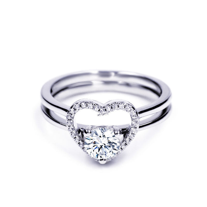 Heart layered Moissanite Ring