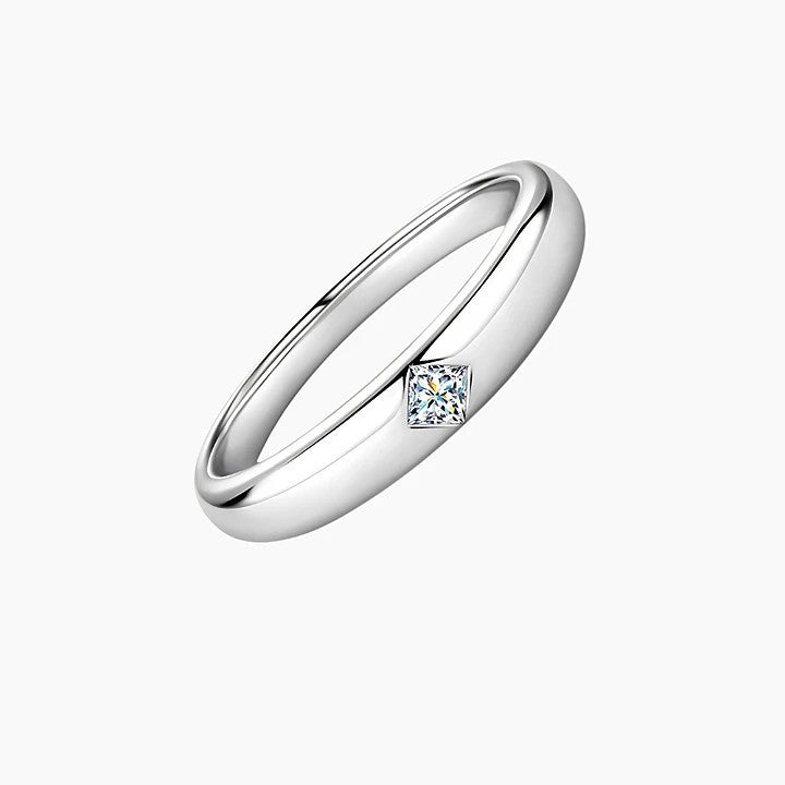 Inlaid Princess Cut Moissanite Ring