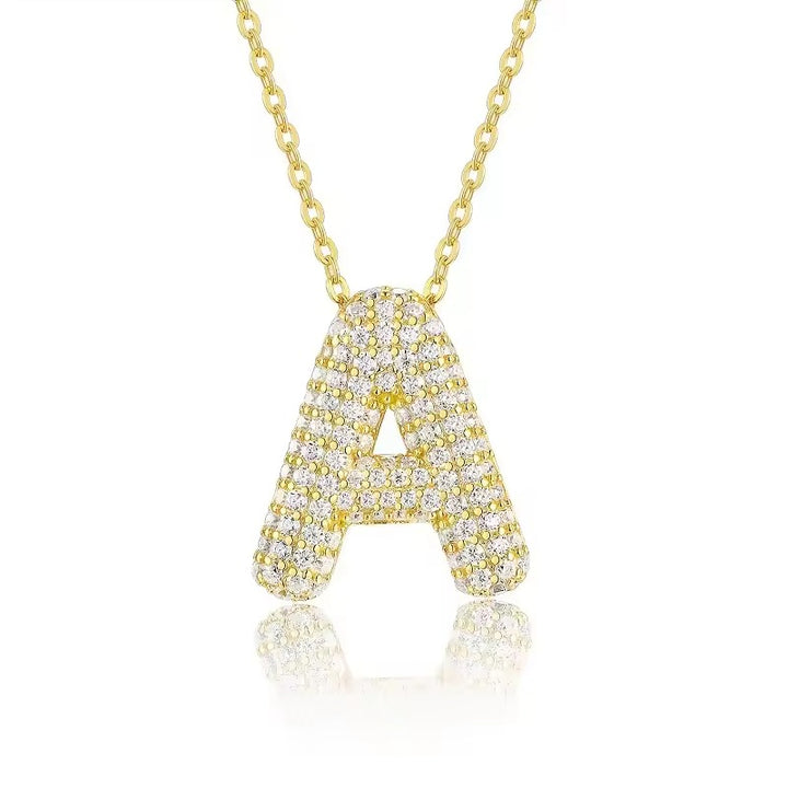 Bling Bubble Initial Letter Moissanite Necklace