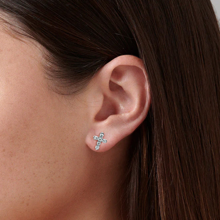 Abigail Cross Pointed Moissanite Stud Earrings
