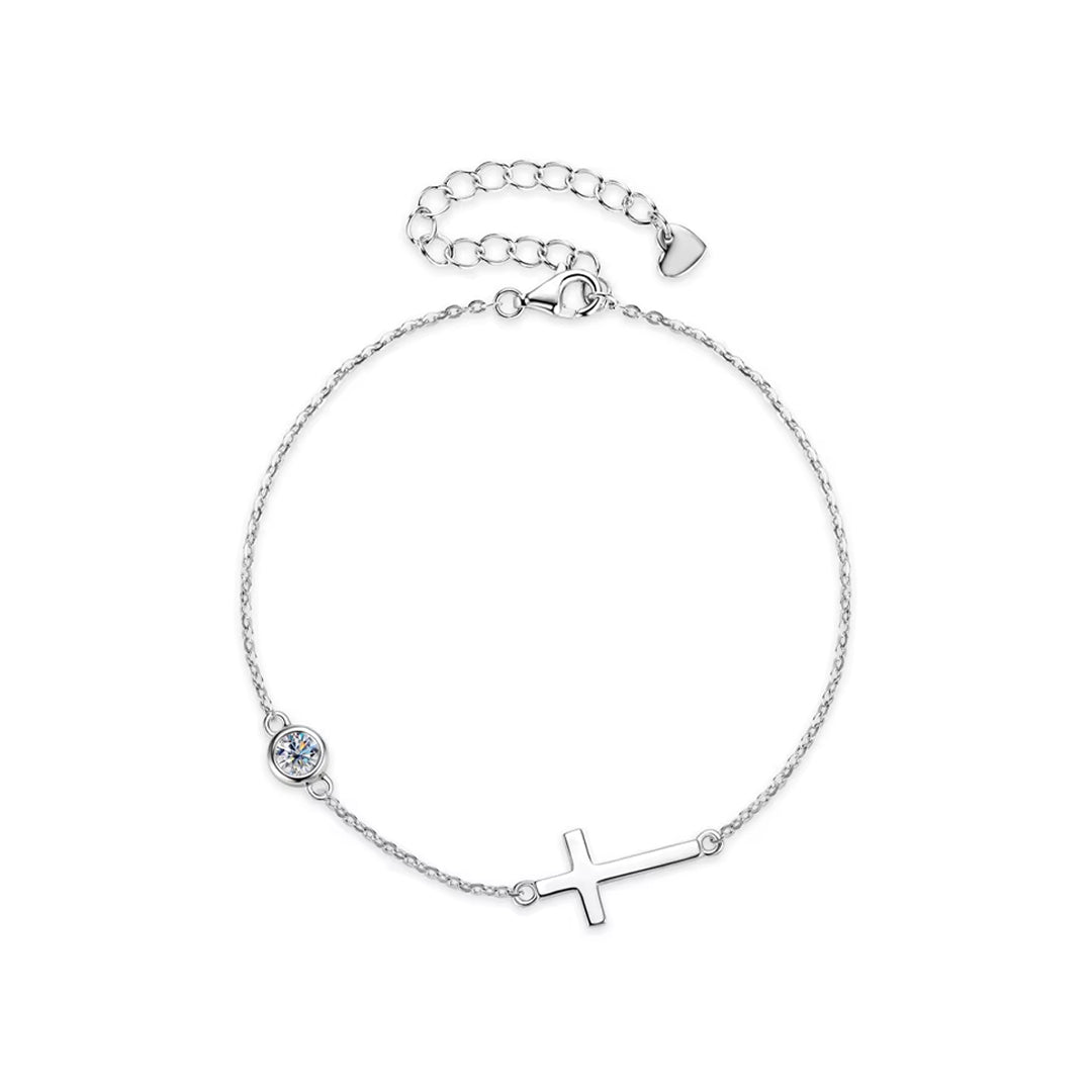 Abigail Cross With Solitaire Moissanite Bracelet
