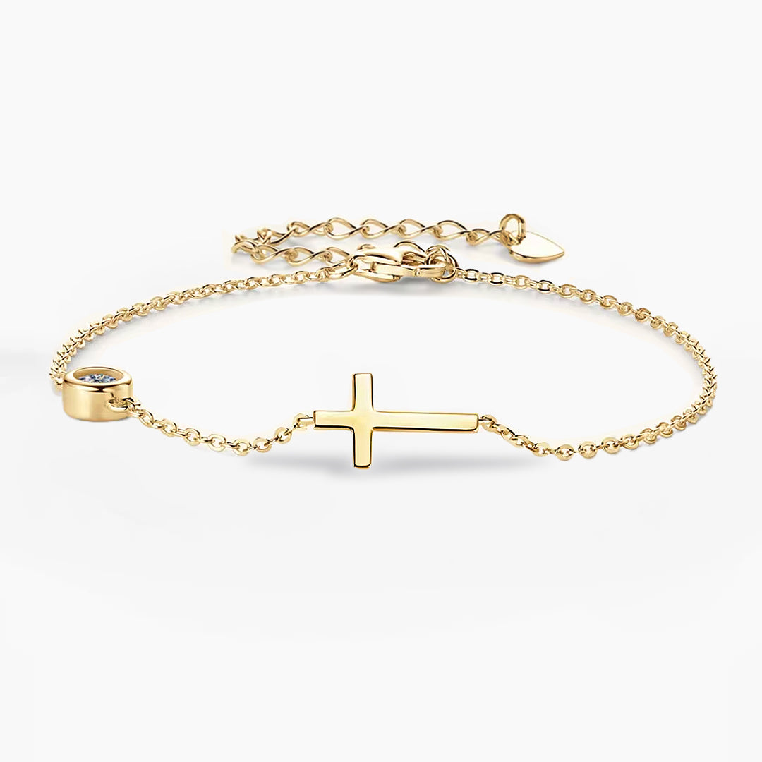 Abigail Cross With Solitaire Moissanite Bracelet