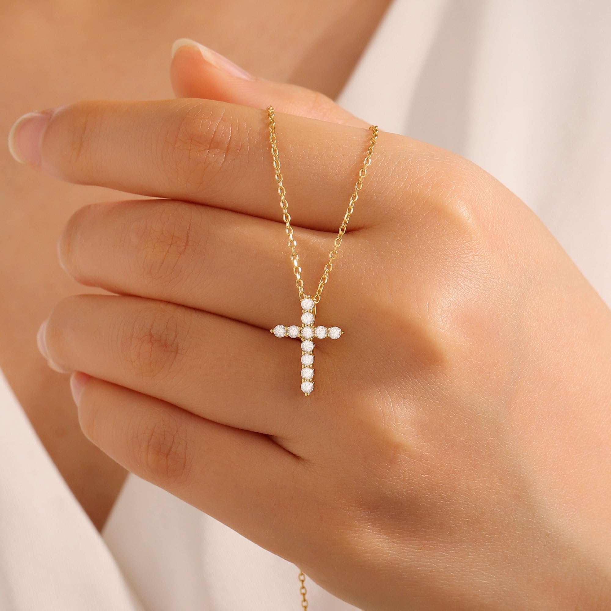 Abigail Delicate Cross Moissanite Necklace