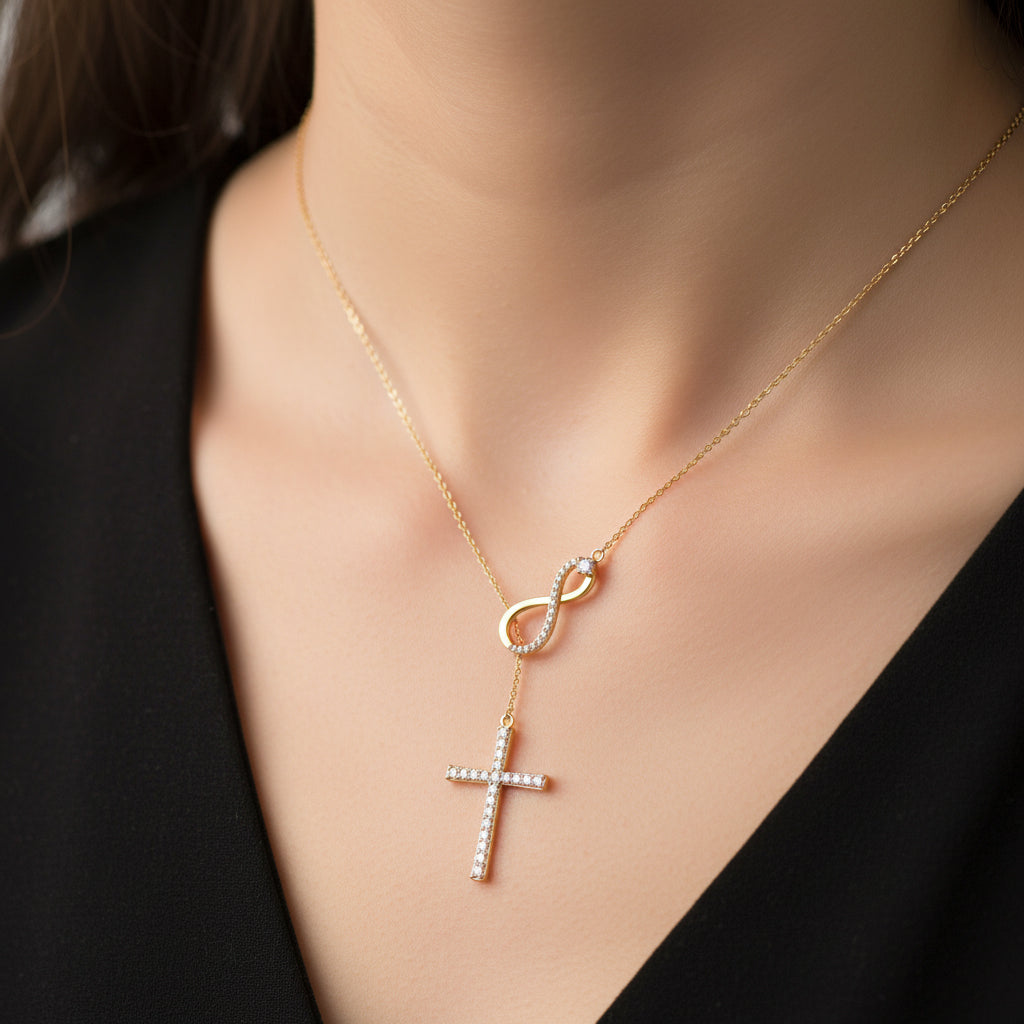 Abigail Infinite Love Cross Moissanite Necklace