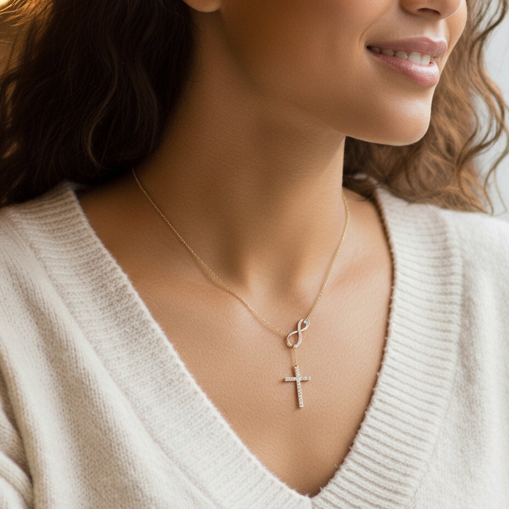 Abigail Infinite Love Cross Moissanite Necklace