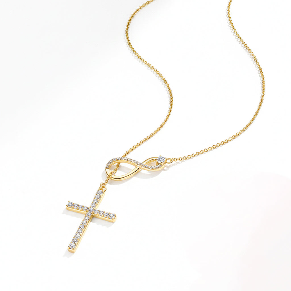Abigail Infinite Love Cross Moissanite Necklace