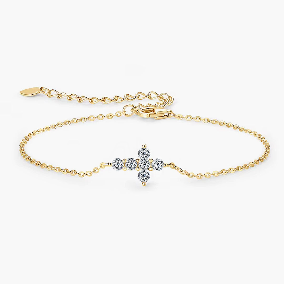 Abigail Mini Cross Moissanite Bracelet