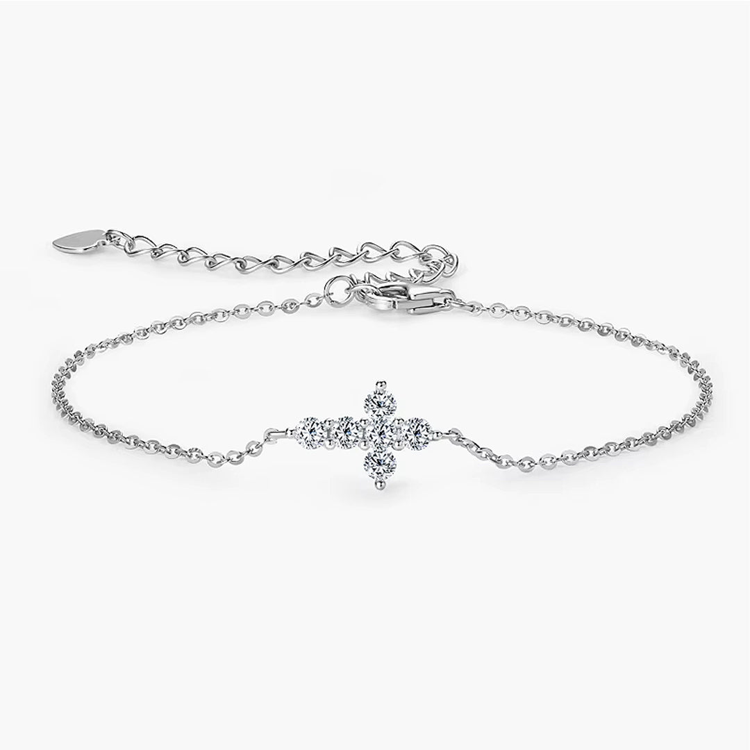 Abigail Mini Cross Moissanite Bracelet