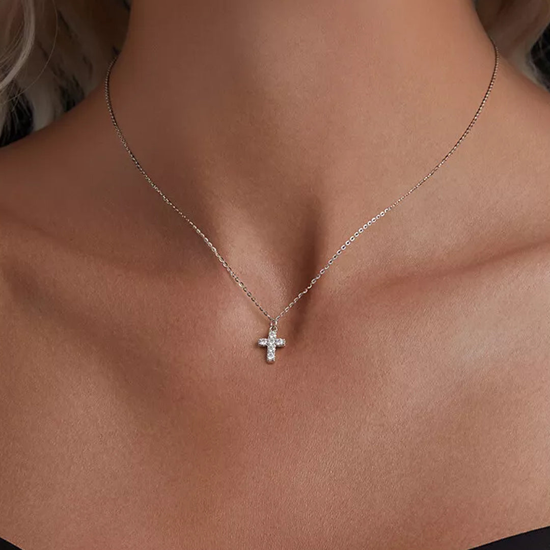 Abigail Mini Cross Moissanite Necklace