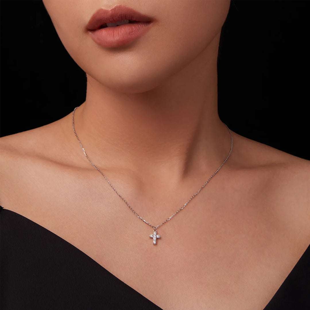 Abigail Mini Cross Moissanite Necklace