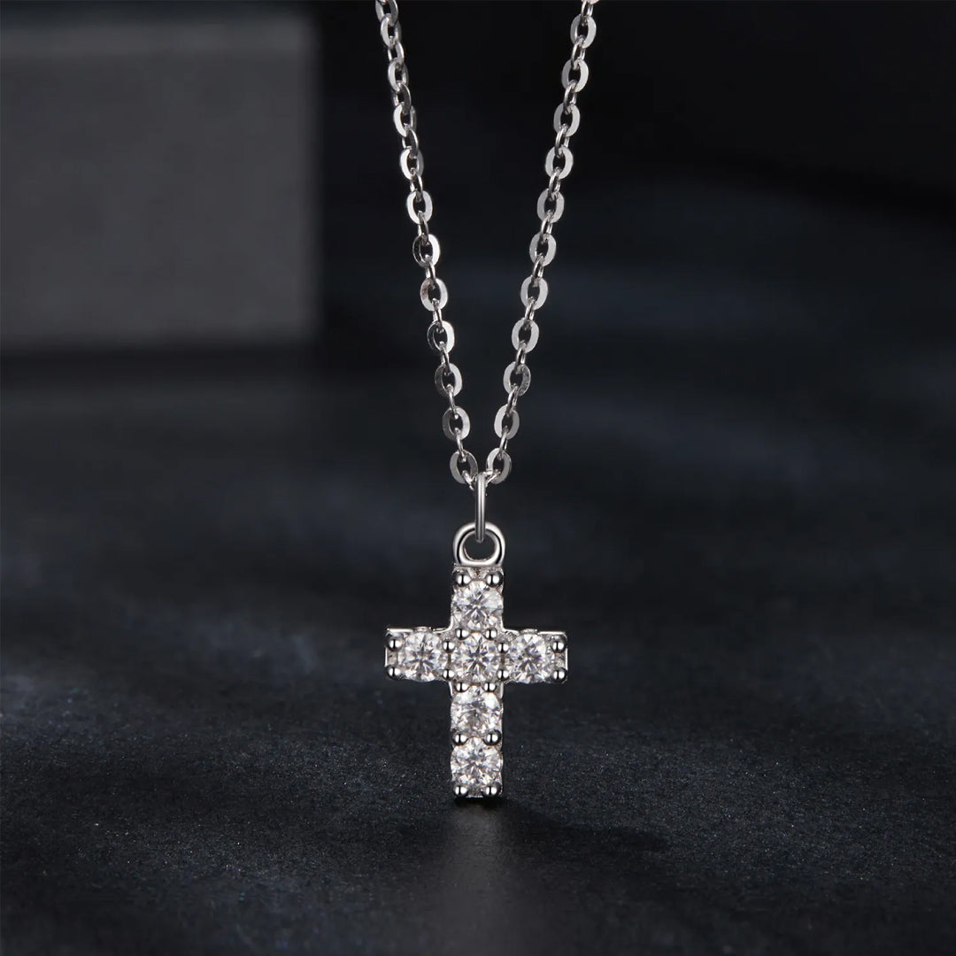 Abigail Mini Cross Moissanite Necklace