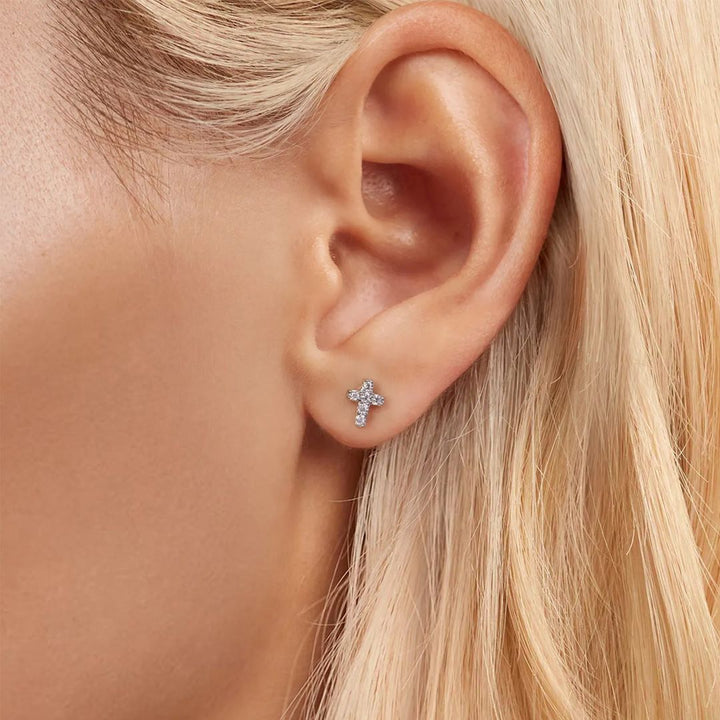 Abigail Cross Moissanite Stud Earrings