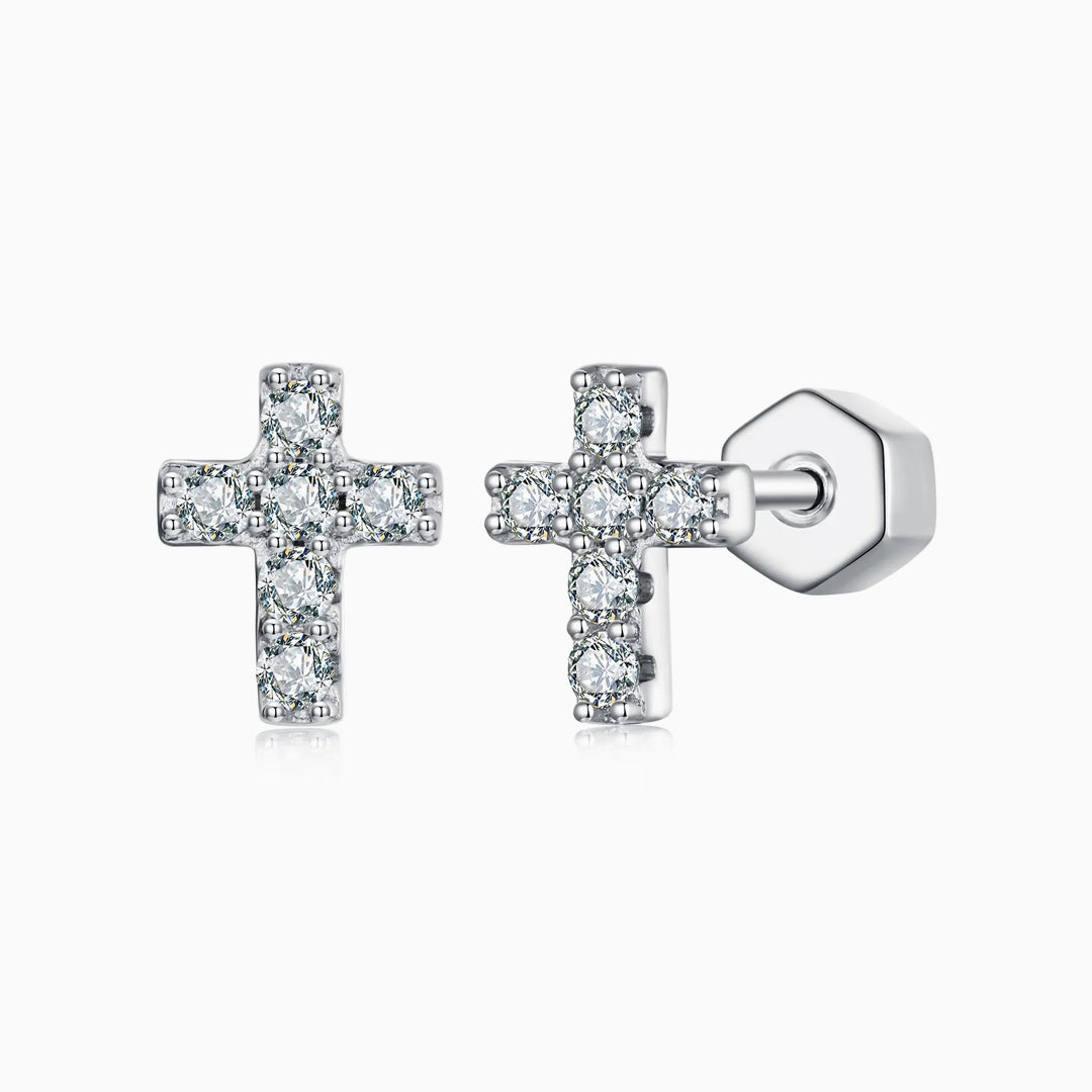 Abigail Cross Moissanite Stud Earrings