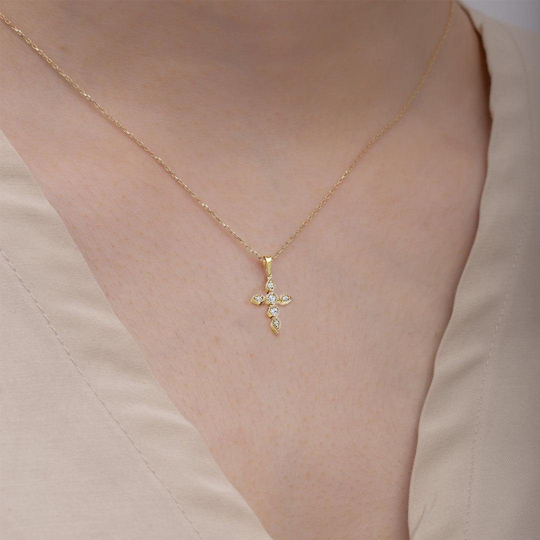 Abigail Teardrop-Pointed Cross Moissanite Necklace