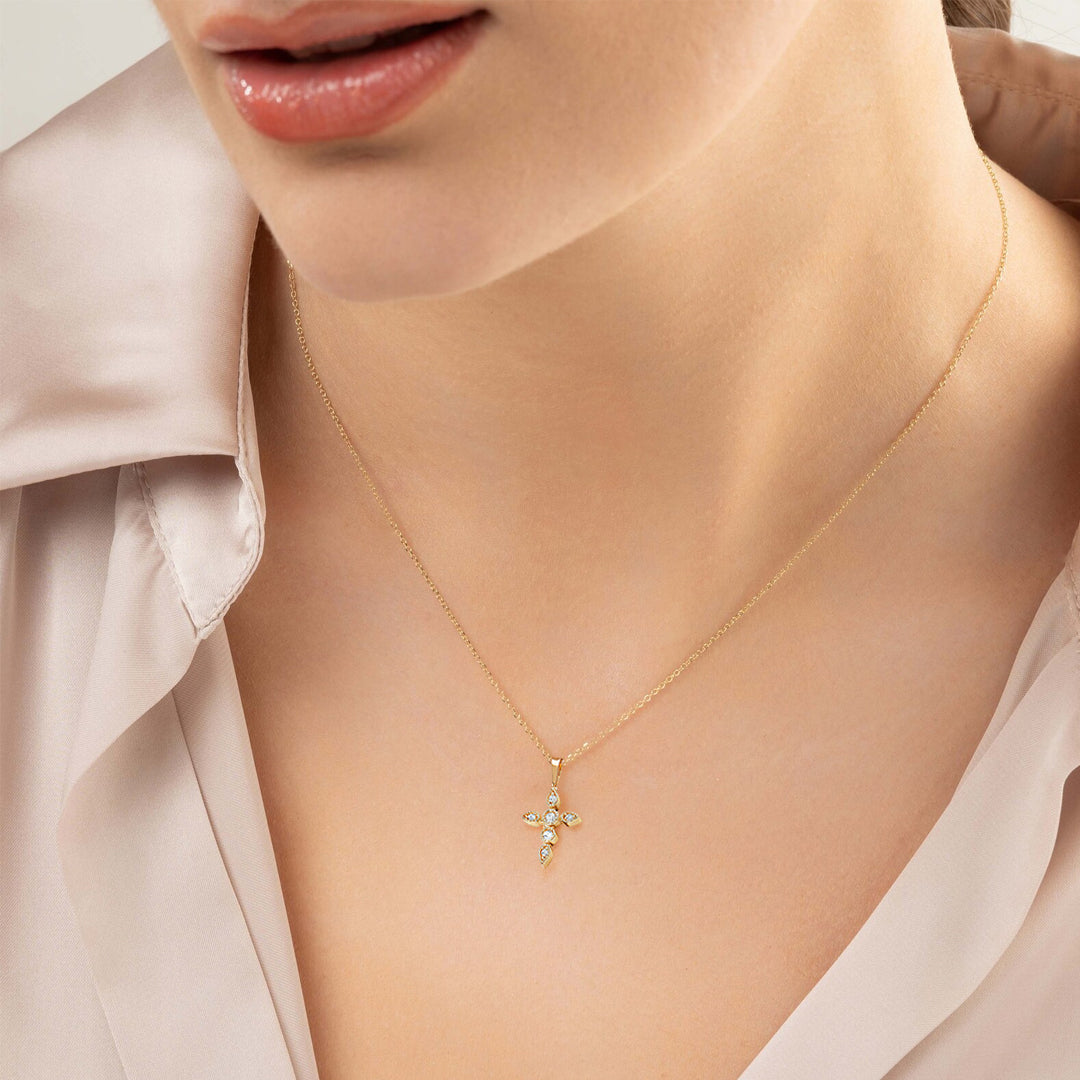 Abigail Teardrop-Pointed Cross Moissanite Necklace