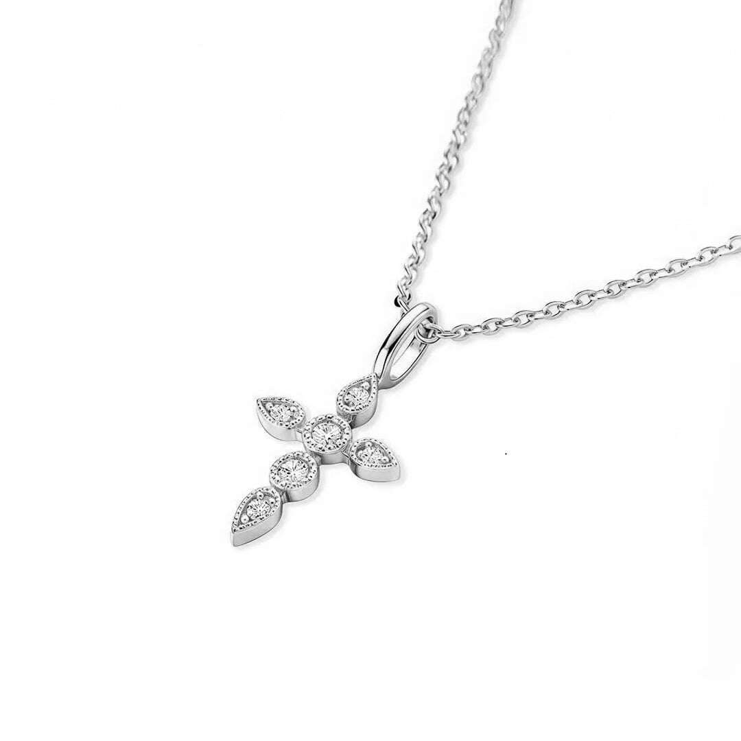Abigail Teardrop-Pointed Cross Moissanite Necklace