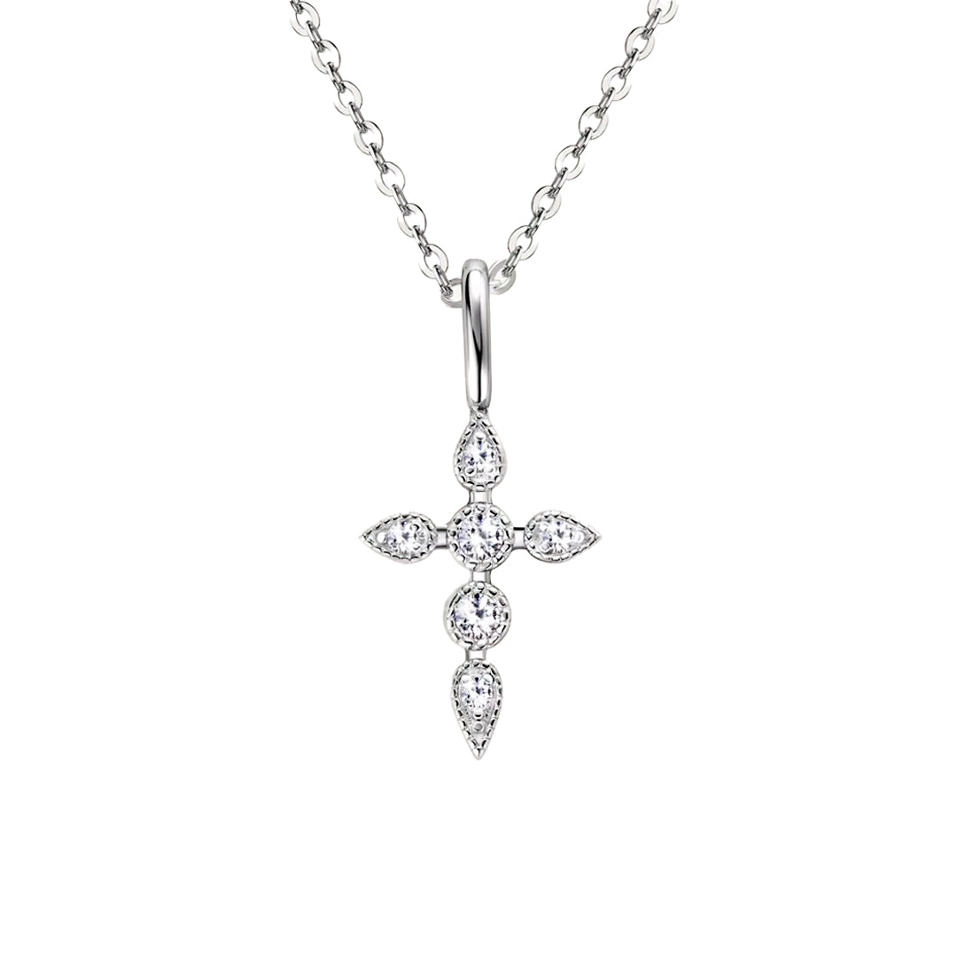 Abigail Teardrop-Pointed Cross Moissanite Necklace