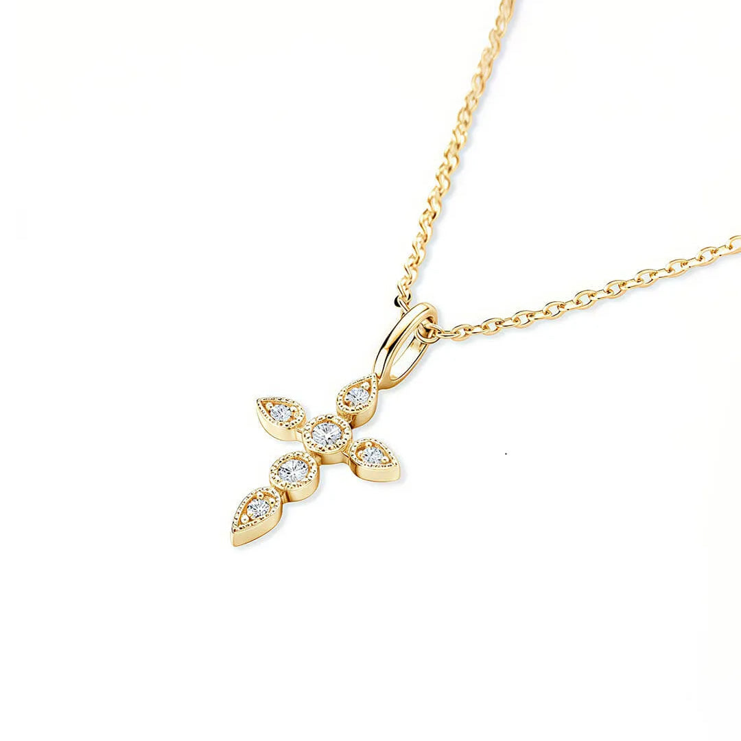 Abigail Teardrop-Pointed Cross Moissanite Necklace