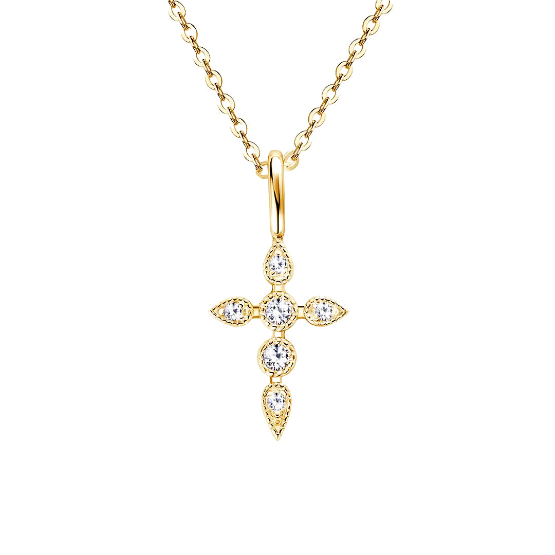 Abigail Teardrop-Pointed Cross Moissanite Necklace
