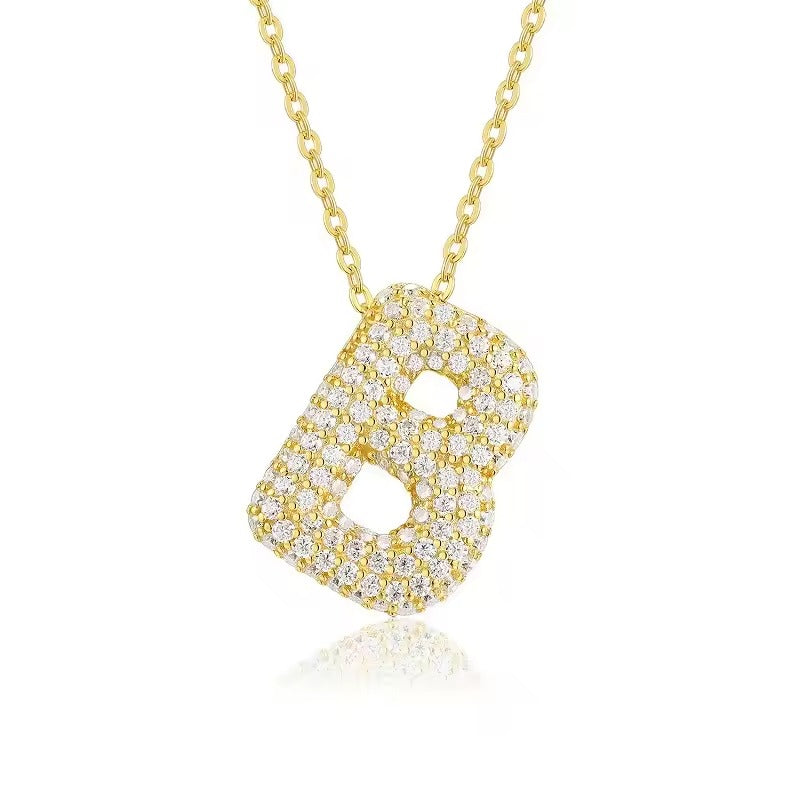 Bling Bubble Initial Letter Moissanite Necklace
