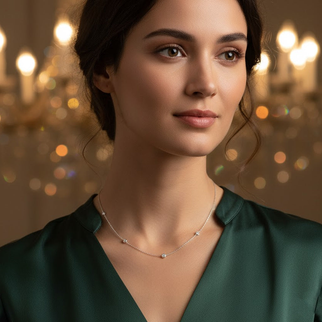 Celestia Bezel Strand Moissanite Necklace