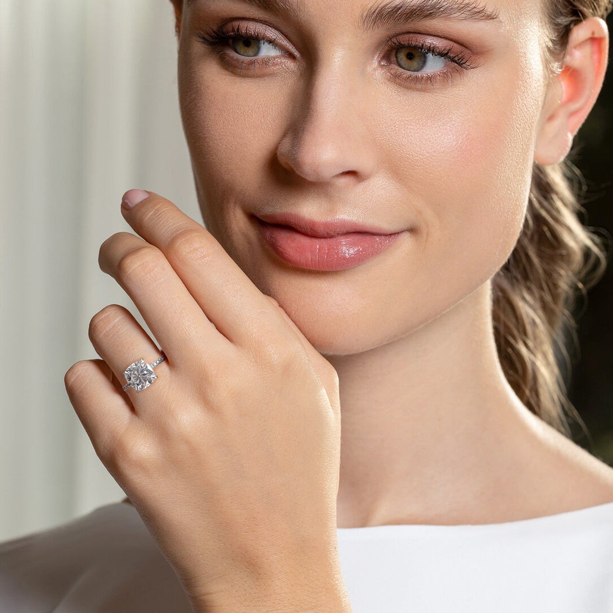 Blissie Cushion-Cut Pavé Moissanite Ring