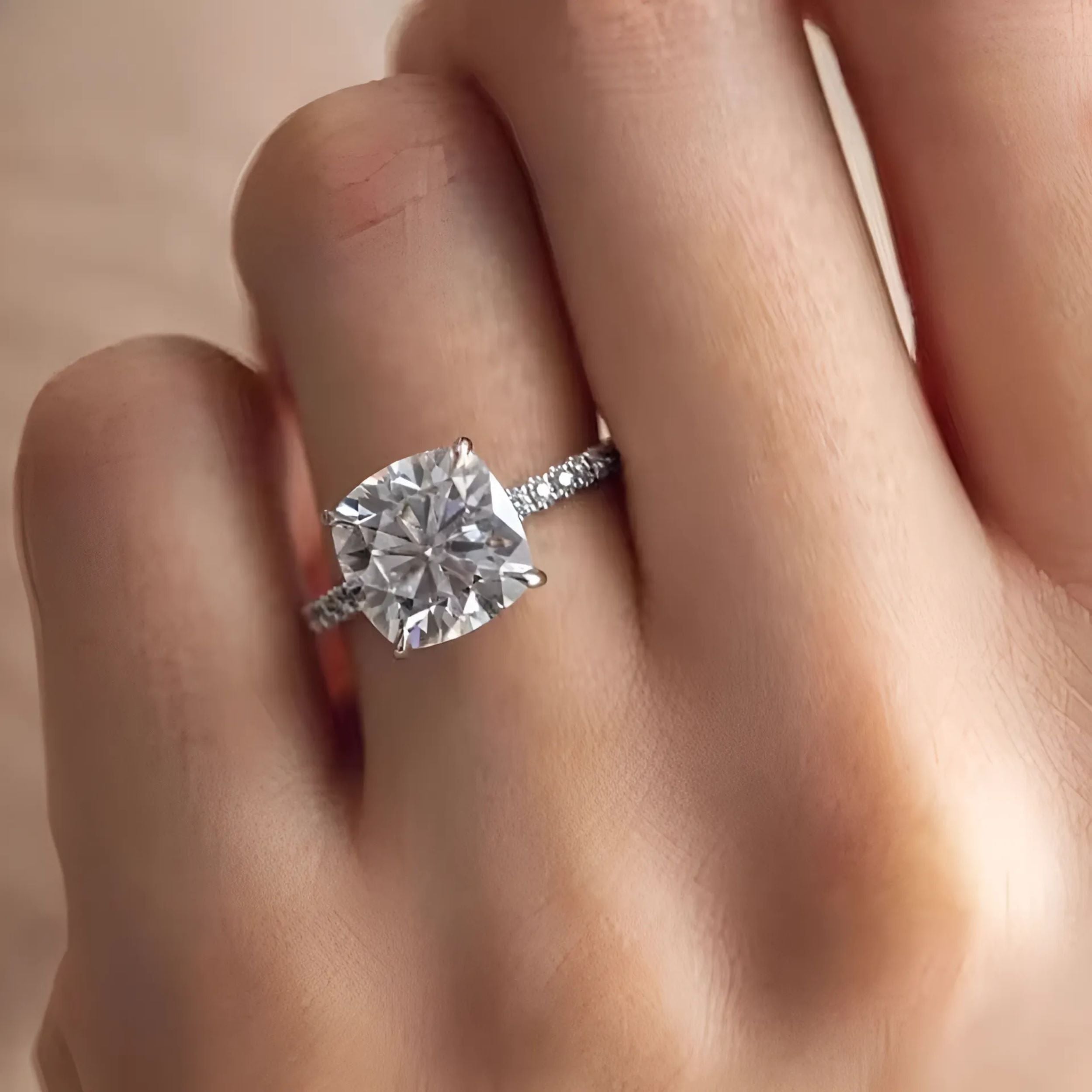 Blissie Cushion-Cut Pavé Moissanite Ring